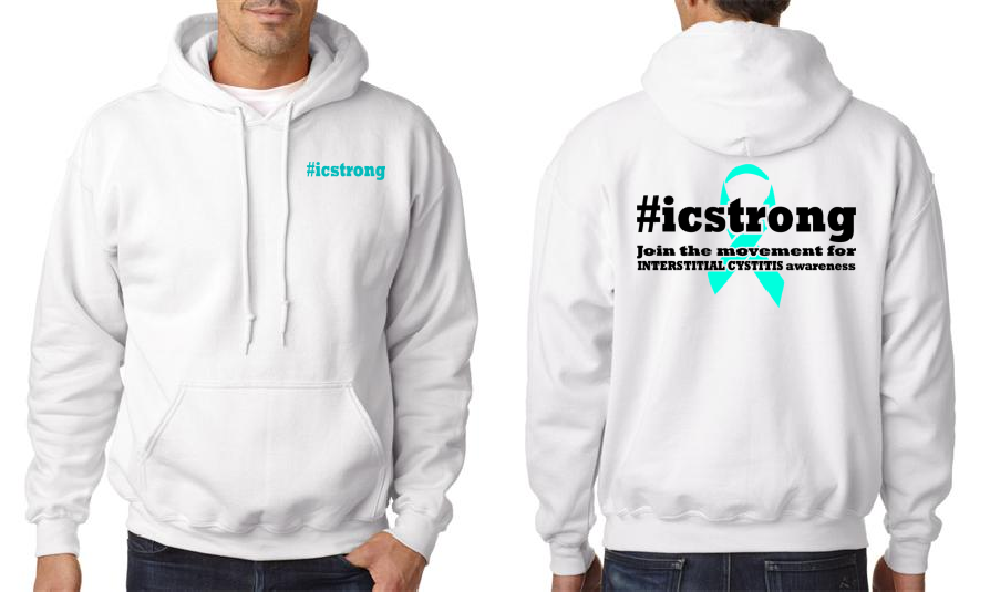 Interstitial Cystitis ICStrong White Hooded Sweat Shirt